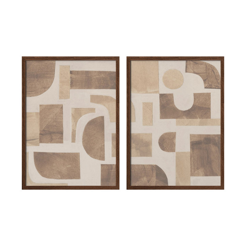 Ensemble de deux textures encadrées "Casse-têtes", Noir, H 24 po x l 36 po