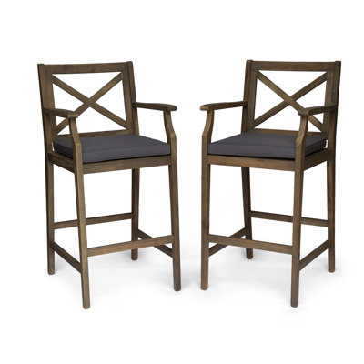 Zaryiah Acacia Outdoor Stool with Cushion