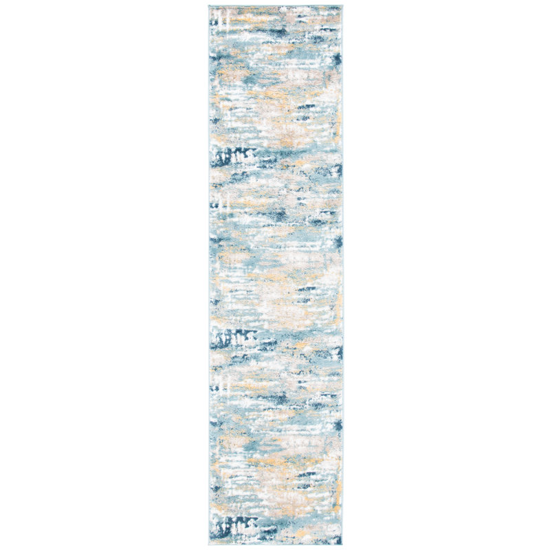 Agastya Teal/Gold Area Rug, Runner 2'2" x 13'