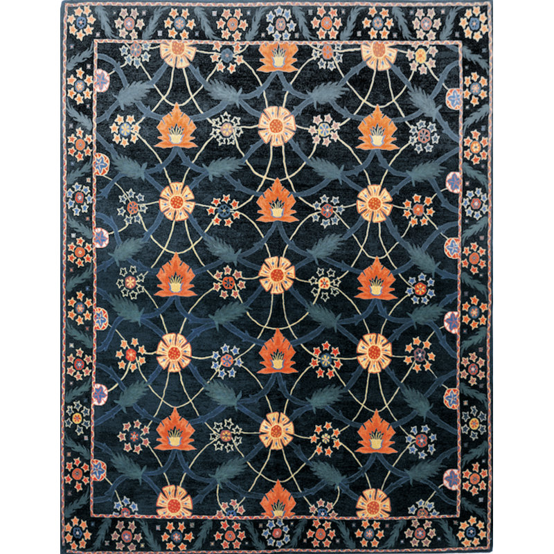Persia Wool Oriental Area Rug in Teal/Gold/Red, Rectangle 6' x 9'