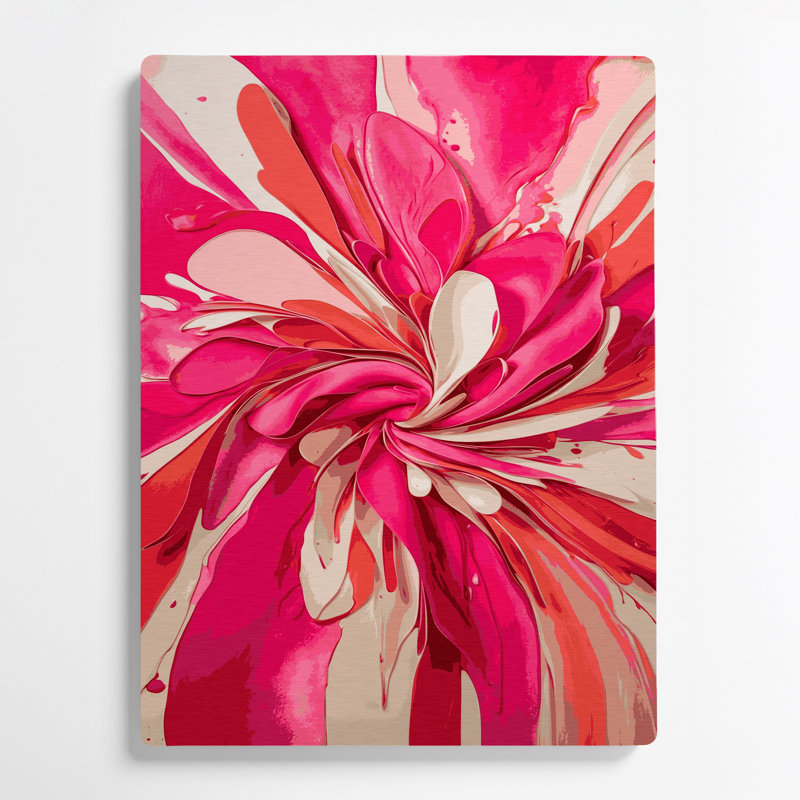 Aquarelle abstraite 20, art mural en métal rose, H 12 po x l 18 po