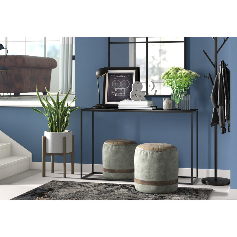 Licata 120cm Glass Top Console Table, Black/Black