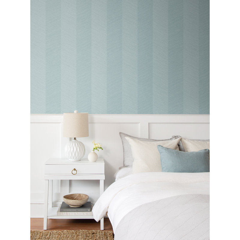 Chevron Vinyl Peel & Stick Wallpaper Roll, Blue Bell