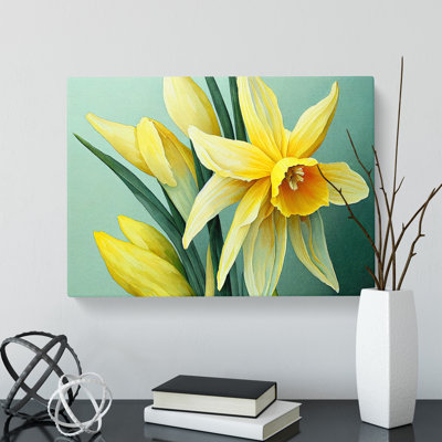 XXX-H1022-WF-10110X Welcoming Daffodil Flowers - Wrapped Canvas Painting