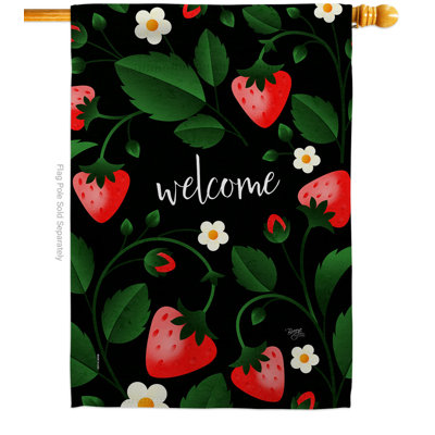 Drapeau de jardin en polyester Welcome Strawberries