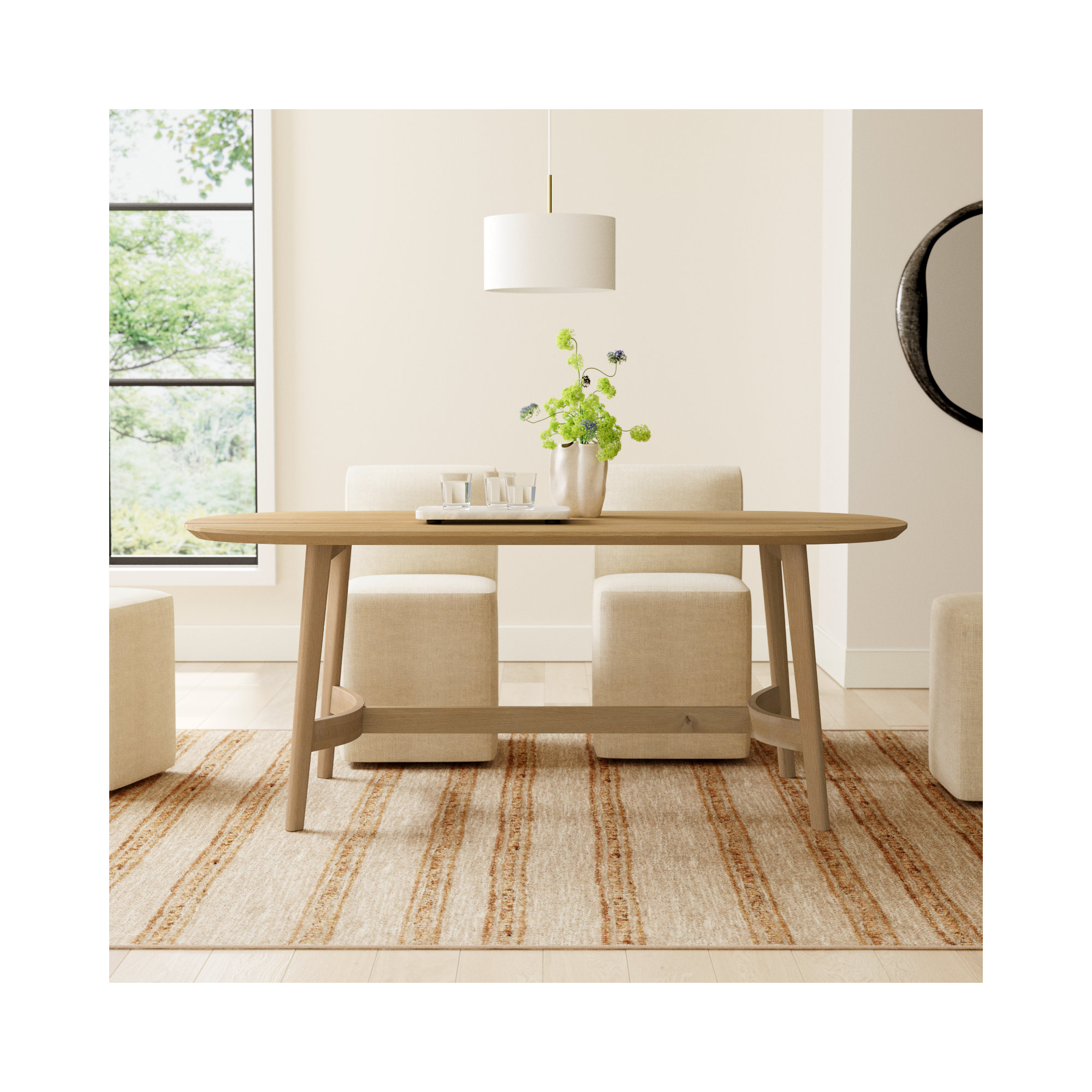 Signa Solid Oak Dining Table, Natural, 36" W x 76" L