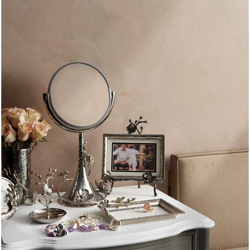 White Orchid Flat Metal Mirror