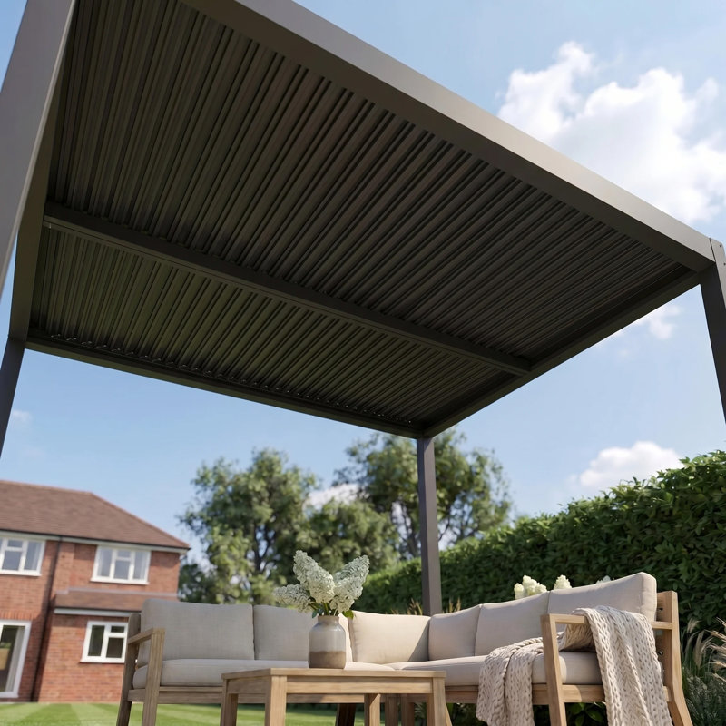 GRDN living 3m x 3m Aluminium Louvred Pergola with Adjustable Roof in Anthracite Grey