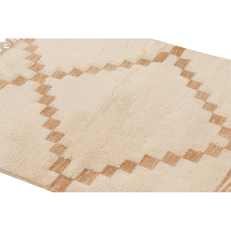 Rug & Kilim’S Moroccan Rug In Cream And Beige-Brown With Diamond Medallion