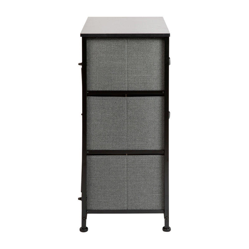 Black Cast Iron Frame 3-Drawer Vertical Storage Dresser