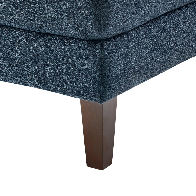 Ava Upholstered L-Shaped Sectional, Right Hand Facing, Blue Polyester Blend