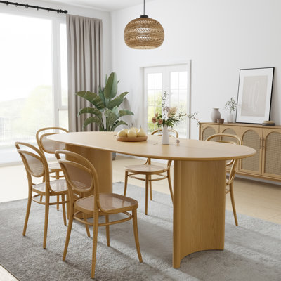 Oval Wood Dining Table with 2 Legs