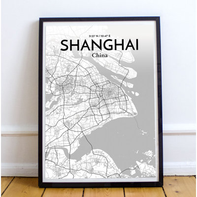 «Shanghai City Map», reproduction d'impression sur affiche
