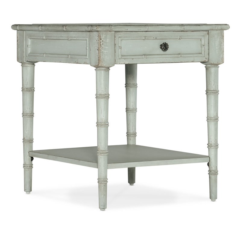 Haint Blue Rustic Rectangular End Table with Storage