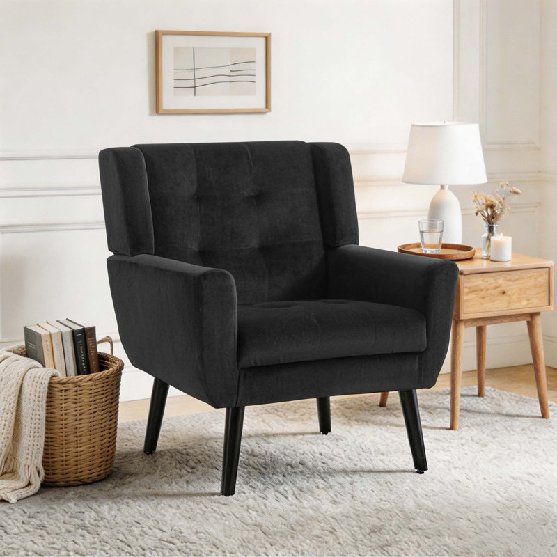 Fauteuil d'appoint Bolanle, Velours noir