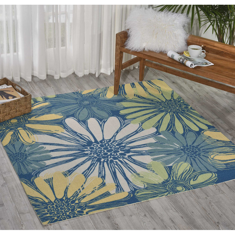 Floral Area Rug, Square 160cm