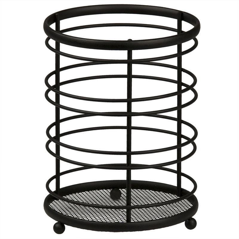 Metal Round Utensil Crock, Black