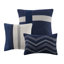 Édredon grand 7 pièces en bleu - Faux suède Édredon lavable à la machine, taies décoratives, coussins, jupe de lit inclus Détails de couture inclus-131375986-131375988