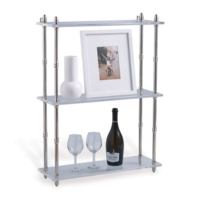 3 Piece Metal Tiered Shelf, Polished Nickel