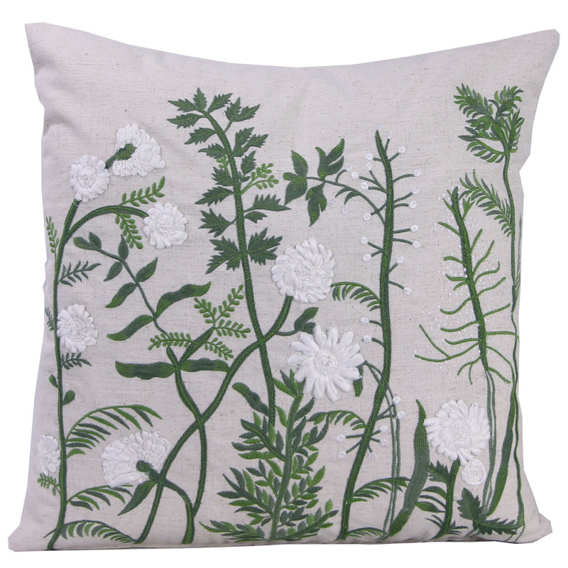 18" x 18" Indoor Throw Pillow, Green Floral