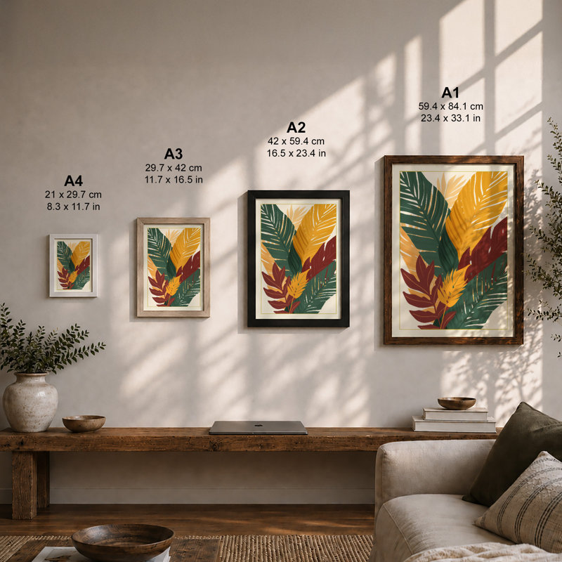 Autumn Leaves Cluster Botanical - Framed Print, A1 - 84.1 x 59.4 cm, Walnut