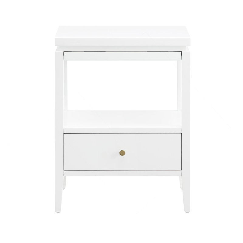 White 1-Drawer Nightstand, White