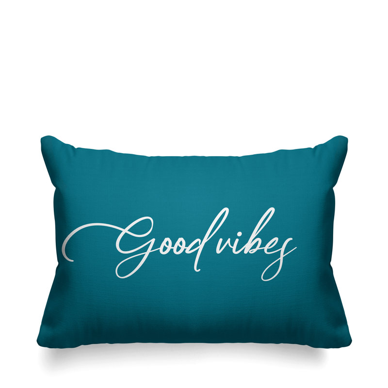 Housse et insert de coussin rectangulaire Aspire Good Vibes, Turquoise