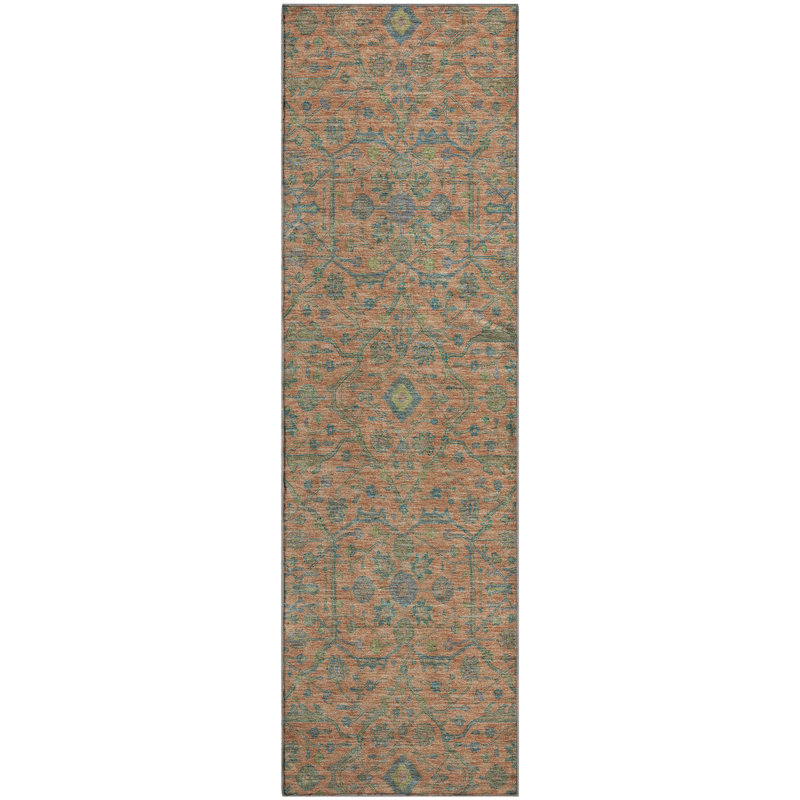 Premium Machine Washable Ducote AMF1131 Global Rug, Tapis de couloir 2 pi 3 po x 7 pi 6 po