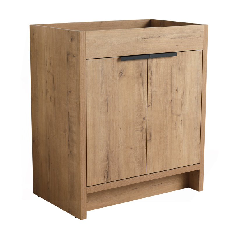 Armoire de salle de bain autoportante 30 po sans lavabo et 2 portes à fermeture en douceur ((KD-PACKING), meuble-lavabo sans comptoir
