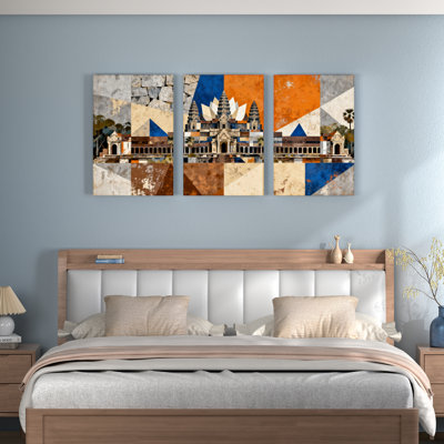 «Angkor Wat Temple», reproduction d'art sur toile abstraite, reproduction de peinture à l'huile (ensemble de 3)