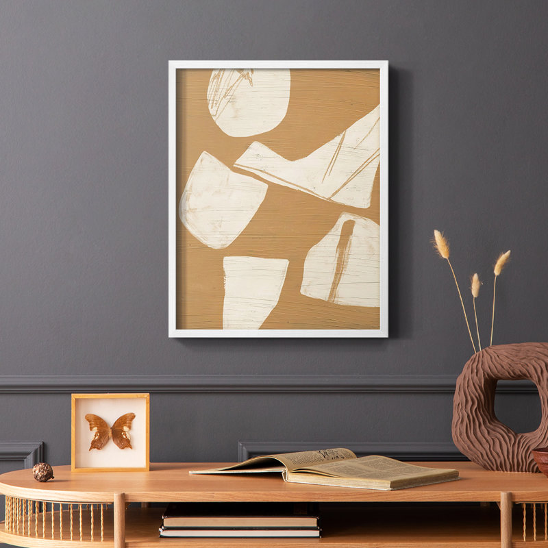 Piecemeal II Framed Print - Solid Wood, White Single Picture Framed, 14" H x 11" W