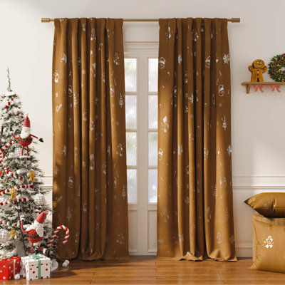 Rideaux en velours de Noël avec passe-tringle pour le salon