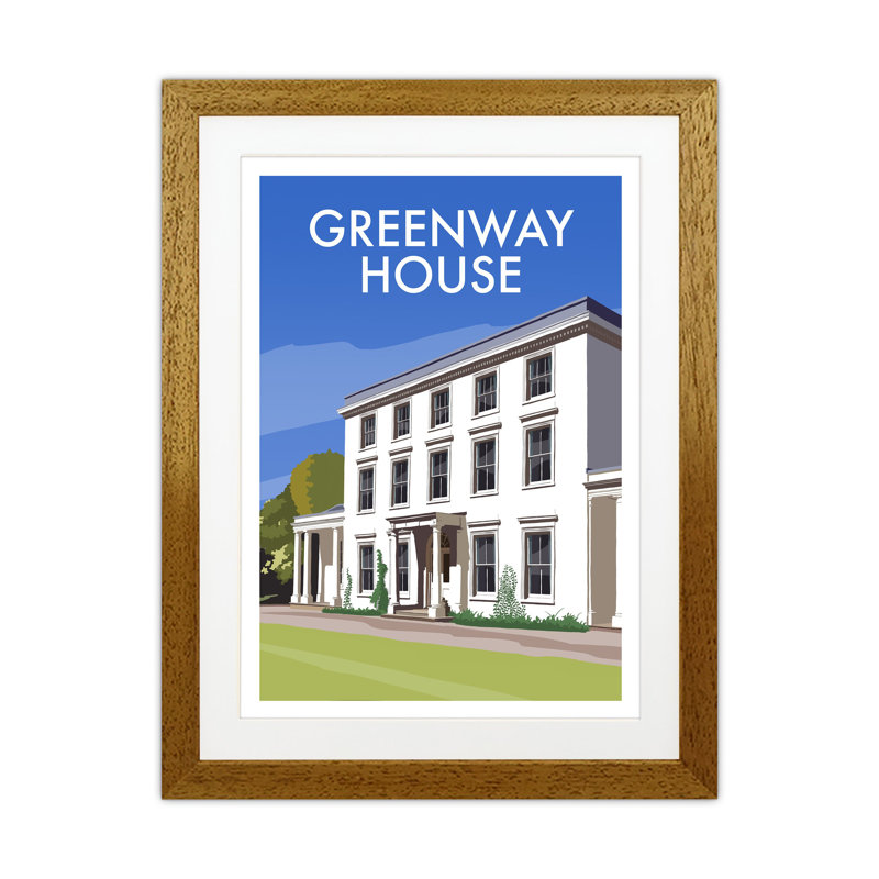 Greenway House Portrait by Richard O'Neill - Print, 53.5cm H x 43.5cm W x 3cm D, Brown Framed