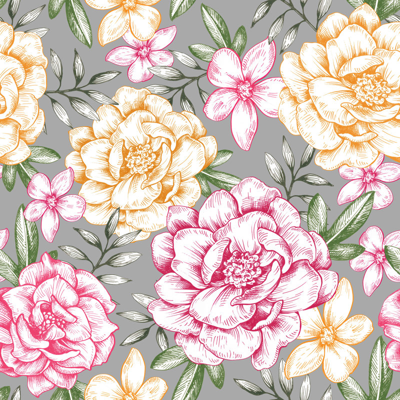 Austra Floral Wall Mural, 8.34" W x 100" L, Vinyl