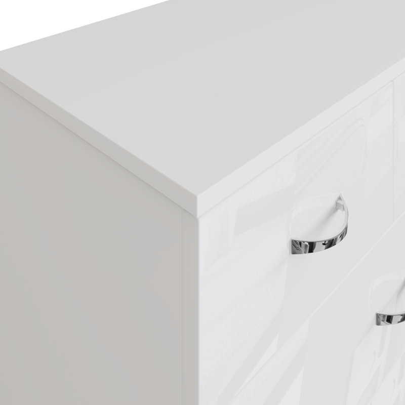 Brendle 6 Drawer Chest Of Drawers: 70cm Wide - High Gloss Front with Chrome Handles, Scratch Resistant., White
