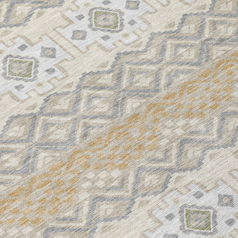 Machine Washable Indoor/Outdoor Chantille ACN2760 Striped Rug, 3' x 5', Beige