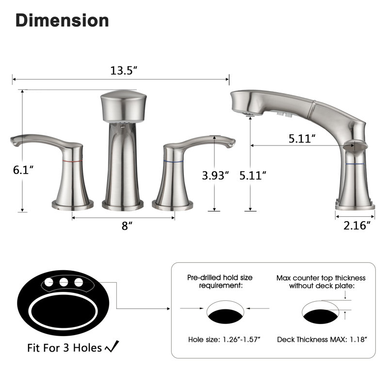 Widespread 2-handle Bathroom Faucet, Brushed Nickel
