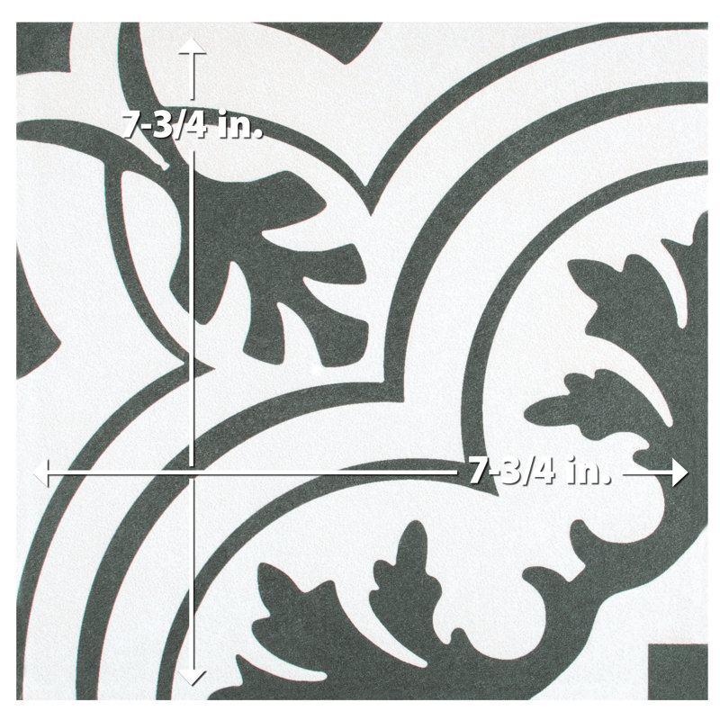 Twenties 8" x 8" Ceramic Patterned Wall & Floor Tile