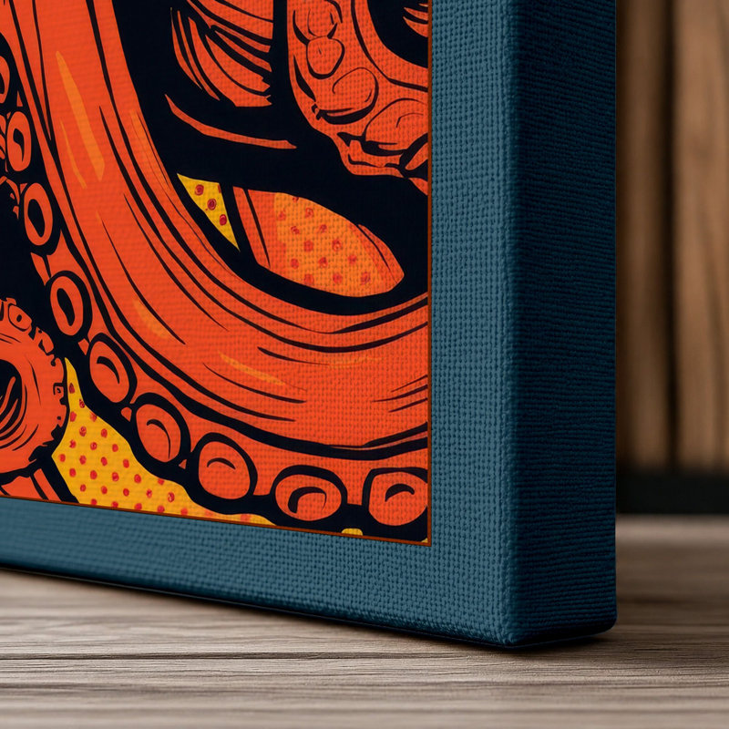 Dynamic Octopus Graphic - Wrapped Canvas, 18x12 - 45.7 x 30.5 cm, Teal Border