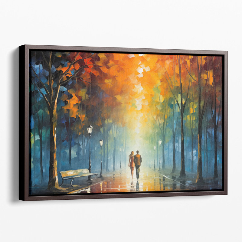 «Glowing Park Romance 2», impression murale, Toile avec cadre blanc, H 40 po x l 60 po x P 1,25 po