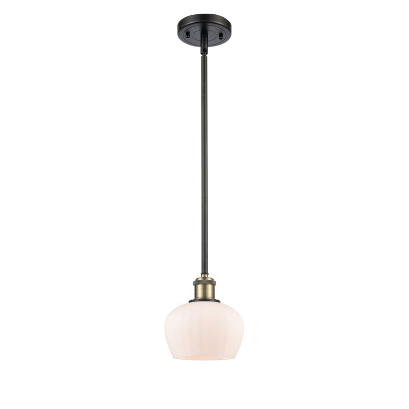 Luminaire suspendu en pot 1 lumière Lyman, Ampoule DEL 6 watts Vinage, Laiton antique noir, Plaqué couleur fumée