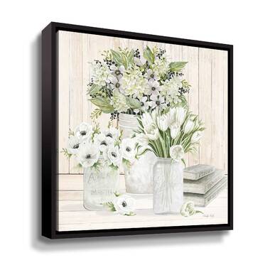 white flower framed wall art