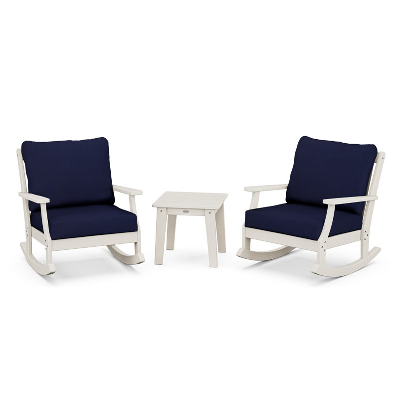 Braxton 3-Piece Deep Seating Rocker Set, Black, Spa