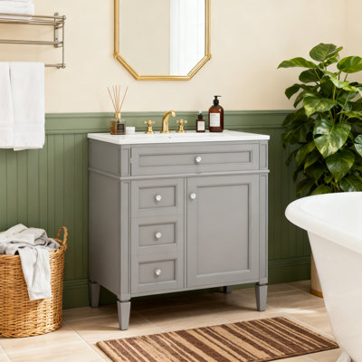 Ensemble de meuble-lavabo moderne 30 po à 2 tiroirs + tiroir coulissant avec plateau