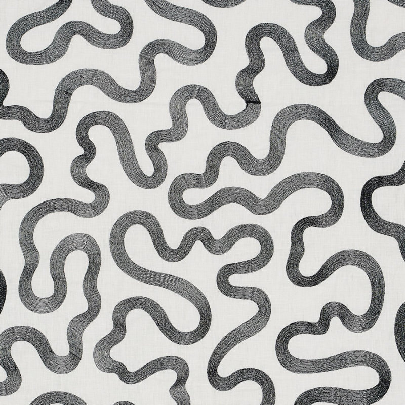 Riley Embroidery Fabric, Black/Ivory