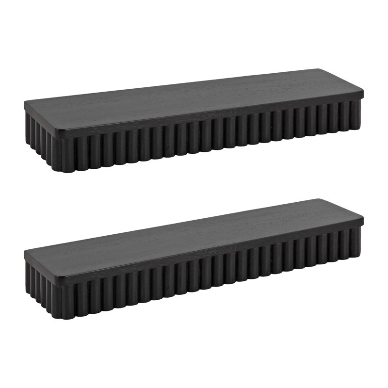 Wooden Ribbed Two-Piece Shelf Set