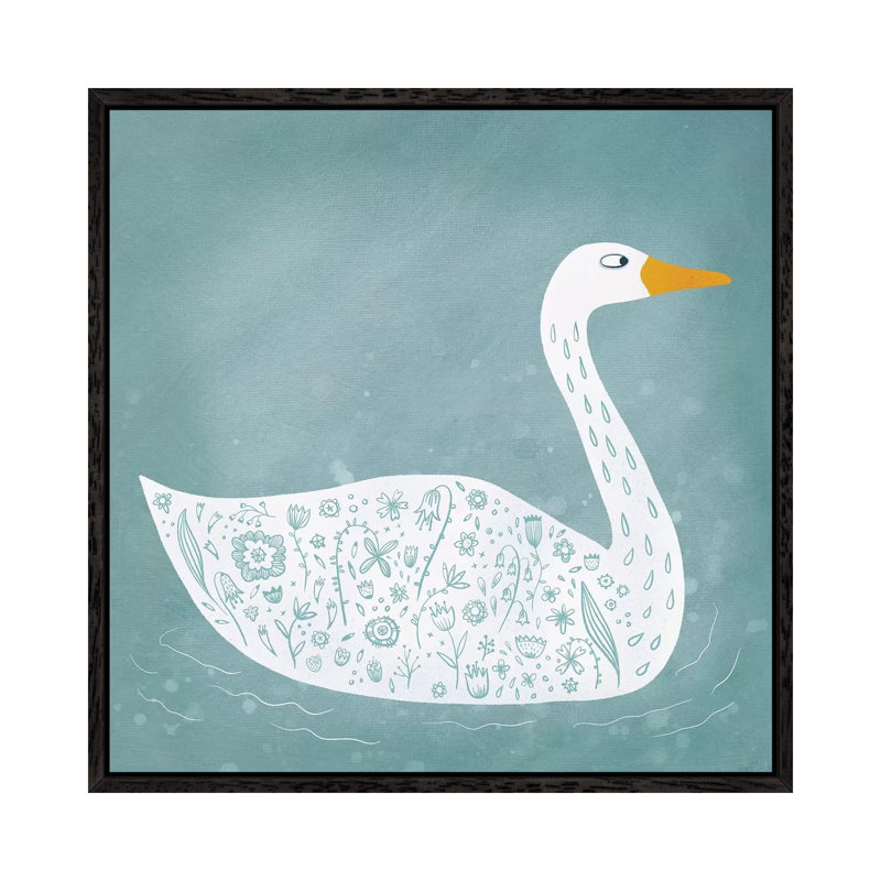 Swan by Nic Squirrell - Print on Canvas, 93.98 cm H x 93.98 cm W, Black Framed