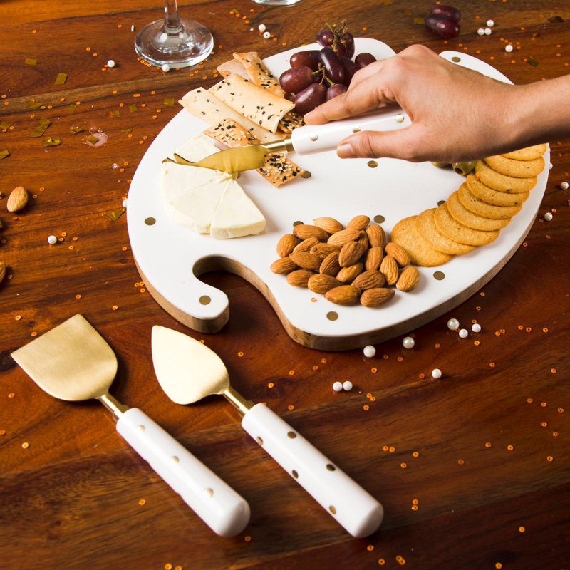 Mela Artisans Sitara Serving Board, White