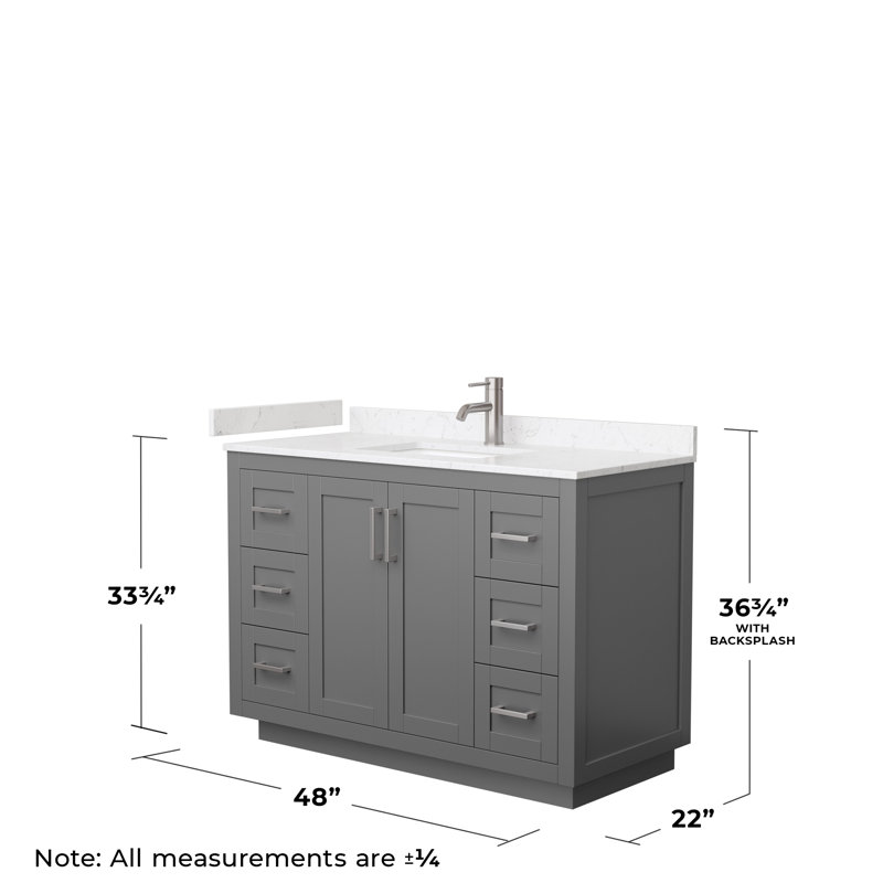 Miranda 48" Dark Gray Freestanding Bathroom Vanity with Marble Top