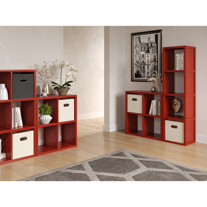 Organisateur de 4 grands cubes en bois massif John Louis Home, Acajou rouge